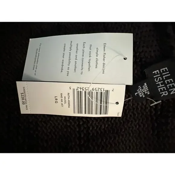 NWT Eileen Fisher Twisted CottonLinen Shimmer Sweater Jacket Size L QuietLuxury - Picture 8 of 8